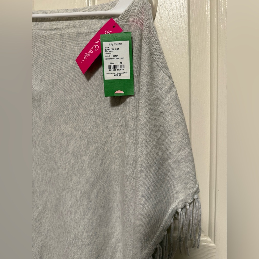 Lilly Pulitzer Lani Wrap Heather Sea Pebble Grey One Size NWT - Picture 2 of 6